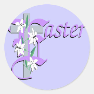 Pegatina Redonda Cruz de Pascua con Lilly