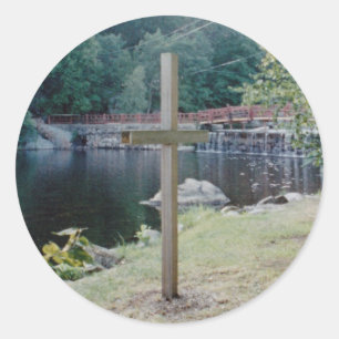 Pegatina Redonda Cruz de salvación