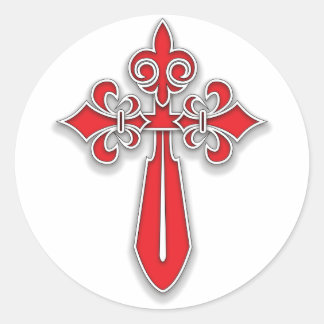 Pegatina Redonda Cruz de Santiago