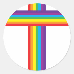 Pegatina Redonda CRUZ del arco iris