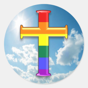 Pegatina Redonda Cruz del Orgullo LGBT