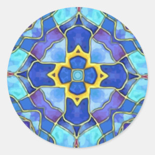Pegatina Redonda Cruz del vitral, cristiano a modificar para