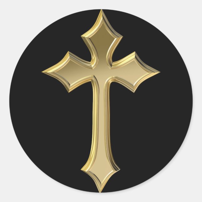 Pegatina Redonda Cruz dorada (Anverso)