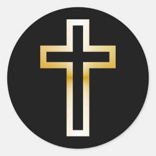 Pegatina Redonda Cruz en negro azul oro o plata