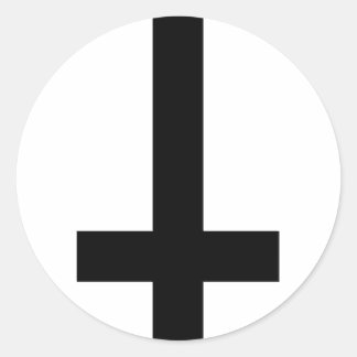 Pegatina Redonda Cruz hacia abajo
