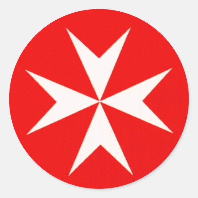 Pegatina Redonda Cruz maltesa (Anverso)