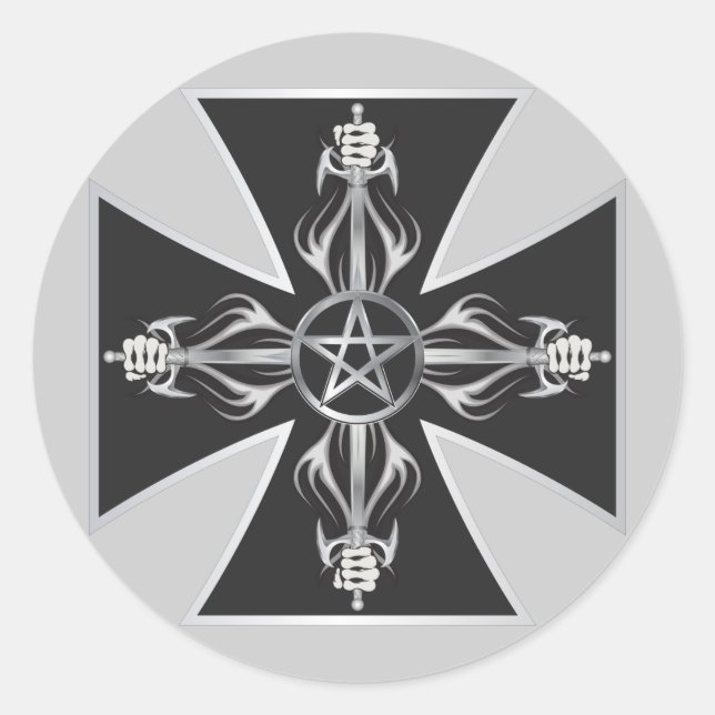 Pegatina Redonda Cruz maltesa (Anverso)