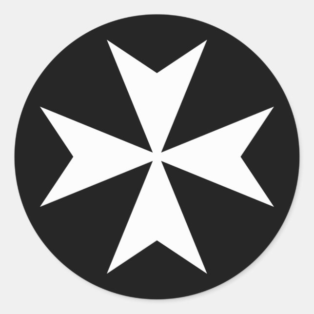 Pegatina Redonda Cruz maltesa blanca