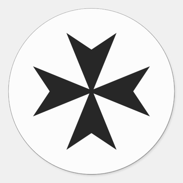 Pegatina Redonda Cruz maltesa negra (Anverso)