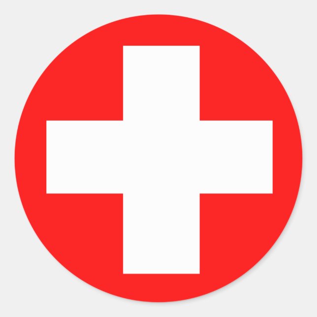 Pegatina Redonda Cruz médica (Anverso)