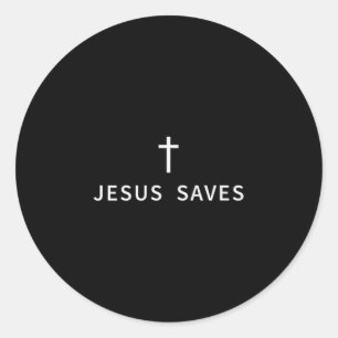 Pegatina Redonda Cruz Mínima Cristiana Jesús Salva Modo Religioso