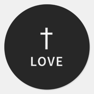 Pegatina Redonda Cruz Mínima Cristiana Modo Religioso Sutil Amor