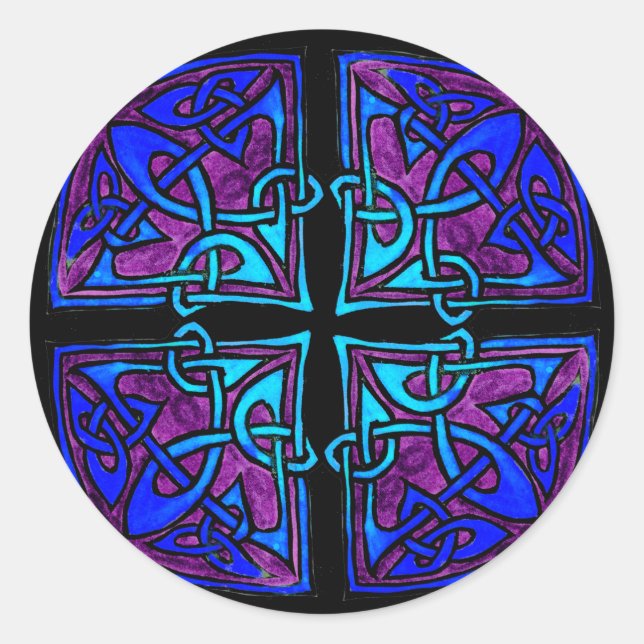 Pegatina Redonda Cruz negra (Anverso)