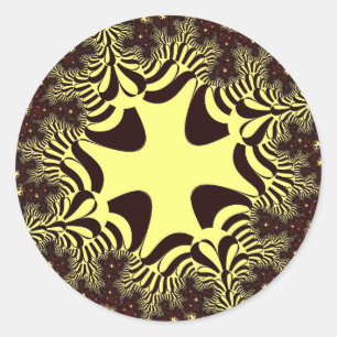 Pegatina Redonda Cruz negra y amarilla