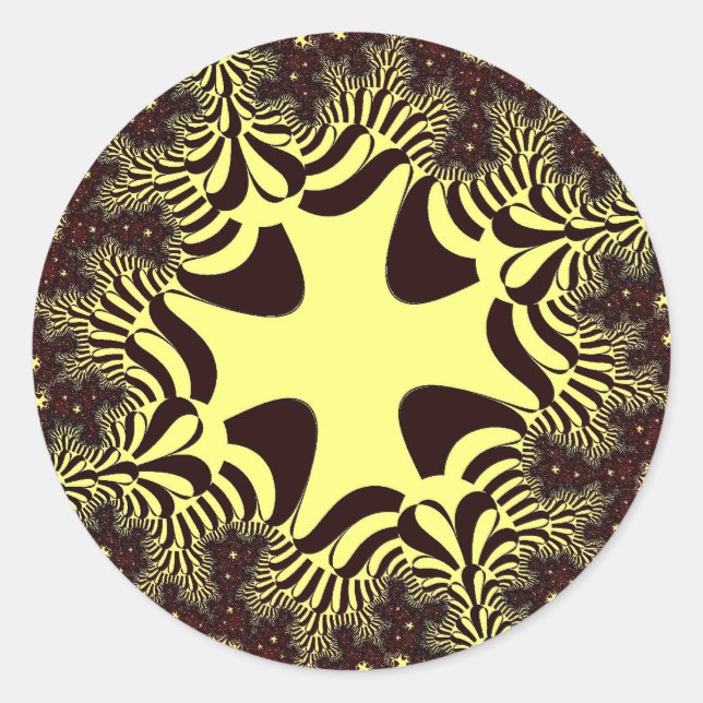 Pegatina Redonda Cruz negra y amarilla (Anverso)