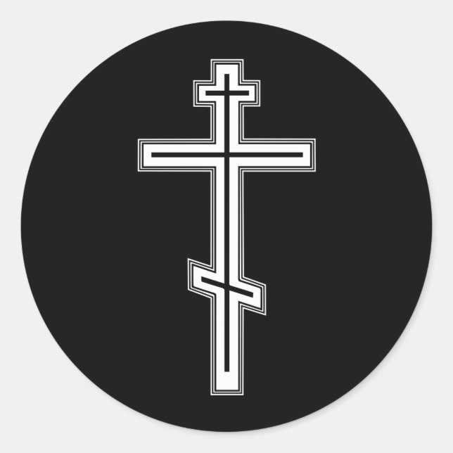 Pegatina Redonda Cruz ortodoxa (Anverso)