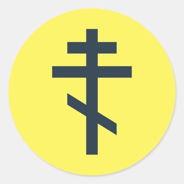 Pegatina Redonda Cruz ortodoxa rusa (Anverso)
