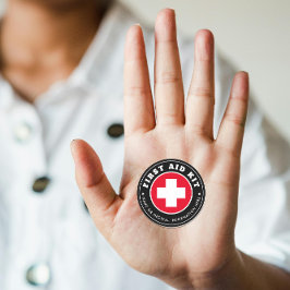 Pegatina Redonda Cruz Roja Moderna Simple Primeros Auxilios Médico