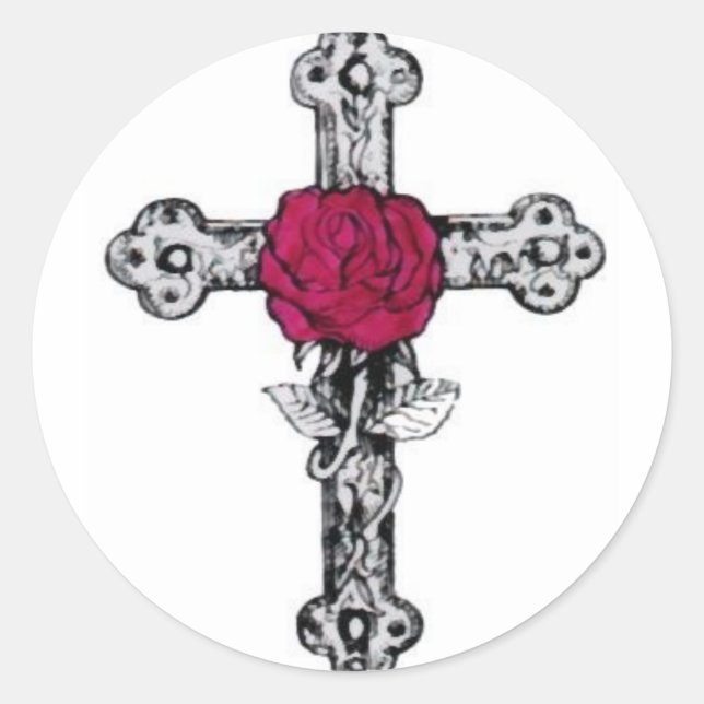 Pegatina Redonda Cruz Rosacruz (Anverso)