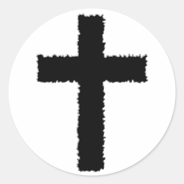 Pegatina Redonda cruz rota (Anverso)