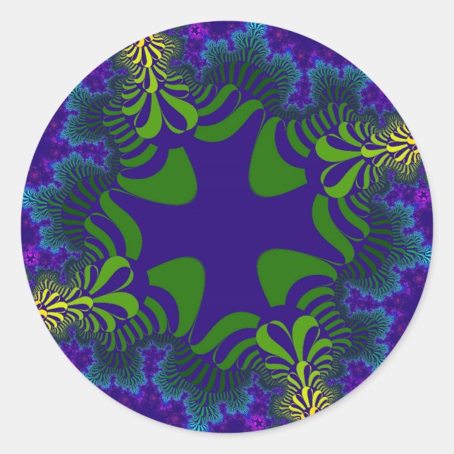 Pegatina Redonda Cruz Verde y Azul (Anverso)