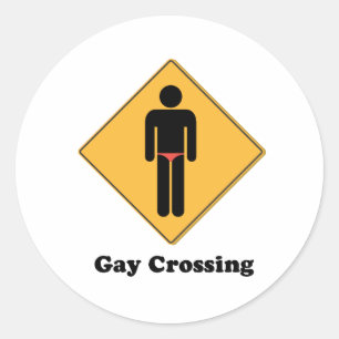 Pegatina Redonda Cruzamiento Gay
