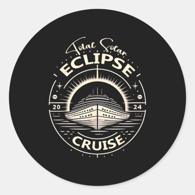 Pegatina Redonda Cruzero del eclipse solar total divertido Eclipse  (Anverso)