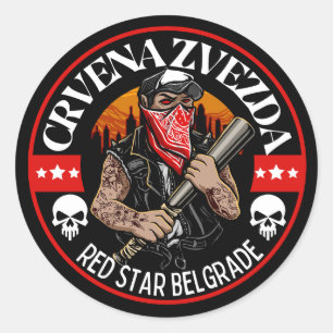 Pegatina Redonda Crvena Zvezda Estrella Roja de Belgrado Aficionado