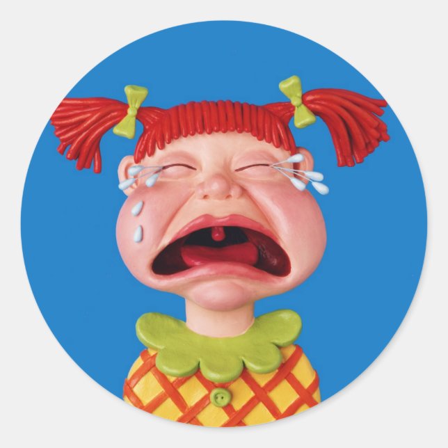Pegatina Redonda Cryin Chica (Anverso)