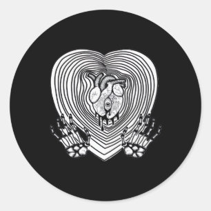 Pegatina Redonda Crying Heart Classic - Skeleton Hands Heart