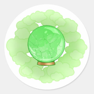 Pegatina Redonda Crystal Ball verde vivo