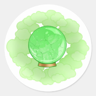 Pegatina Redonda Crystal Ball verde vivo