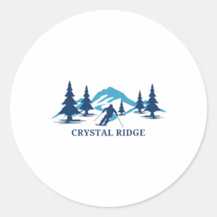 Pegatina Redonda Crystal Ridge Wisconsin Estación de Esquí Esquí Es