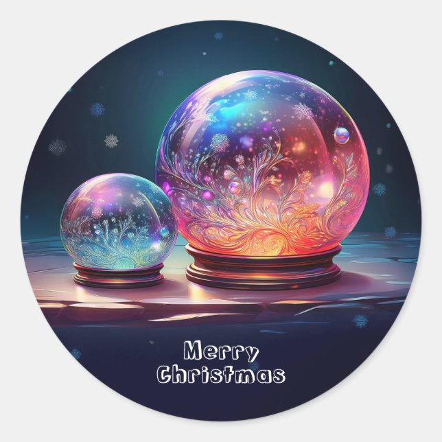 Pegatina Redonda Crystal Snowballs Christmas Holiday Sticker (Anverso)