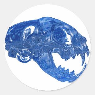 Pegatina Redonda Crystal Water Cat Skull
