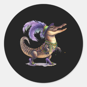 Pegatina Redonda Cstuma de carnaval de ligador mardigador hombres m