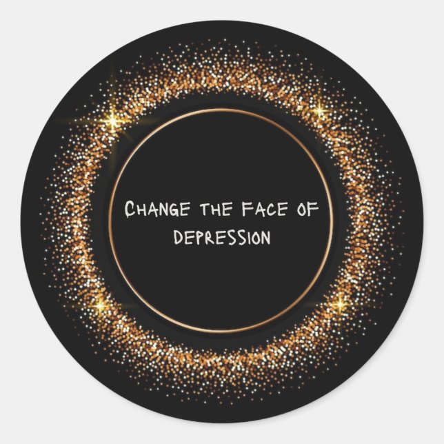 Pegatina Redonda CTFOD de Purpurina negro y oro (Anverso)