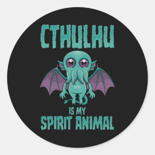 Pegatina Redonda Cthulhu Es Mi Animal Espiritual