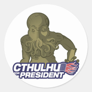 Pegatina Redonda Cthulhu para presidente Sticker