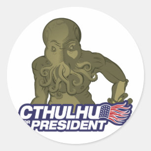 Pegatina Redonda Cthulhu para presidente Sticker