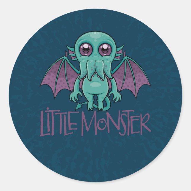 Pegatina Redonda Cthulhu Pequeño Monstruo (Anverso)
