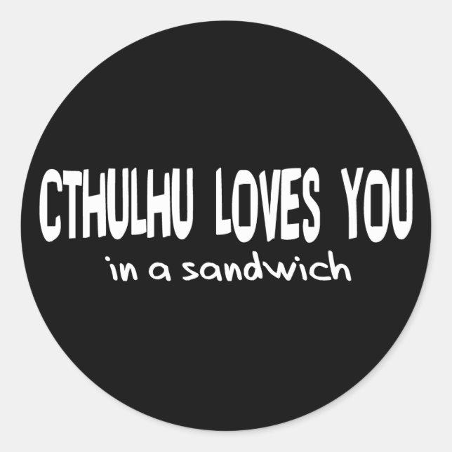 Pegatina Redonda Cthulhu te ama (Anverso)