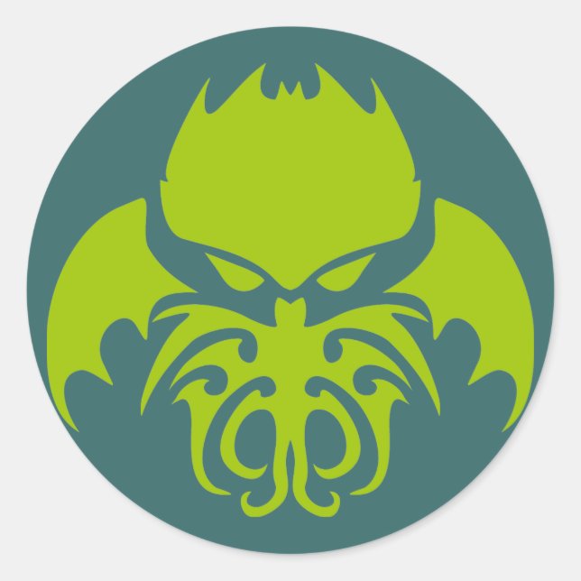 Pegatina Redonda Cthulhu tribal (Anverso)