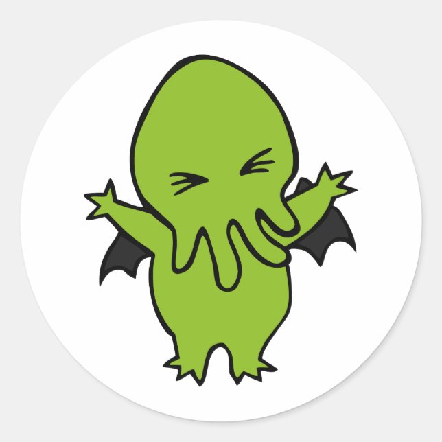 Pegatina Redonda Cthulie (Anverso)