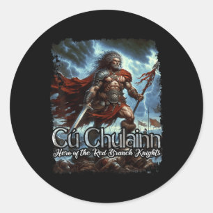 Pegatina Redonda Cu Chulainan Celtic Irlandés Mithology War God