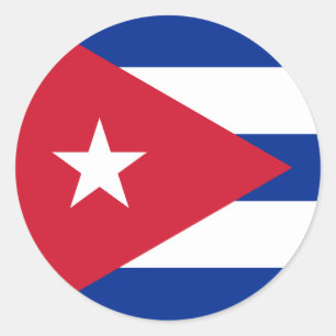 Pegatina Redonda CU de la bandera de Cuba