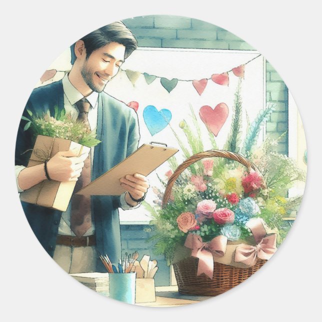 Pegatina Redonda Cuaderno de agradecimiento ingenioso (Anverso)