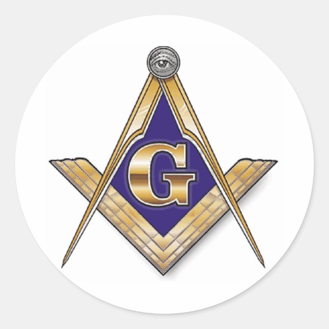 Pegatina Redonda Cuadrado azul discreto y brújulas (Anverso)