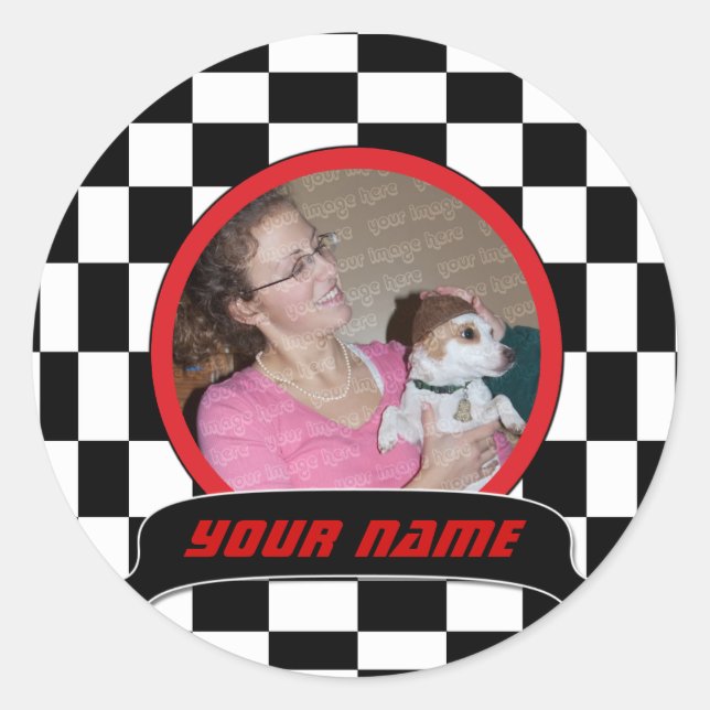 Pegatina Redonda Cuadrado de verificación (Anverso)