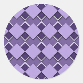 Pegatina Redonda Cuadrado violeta púrpura y patrón de diamante veri